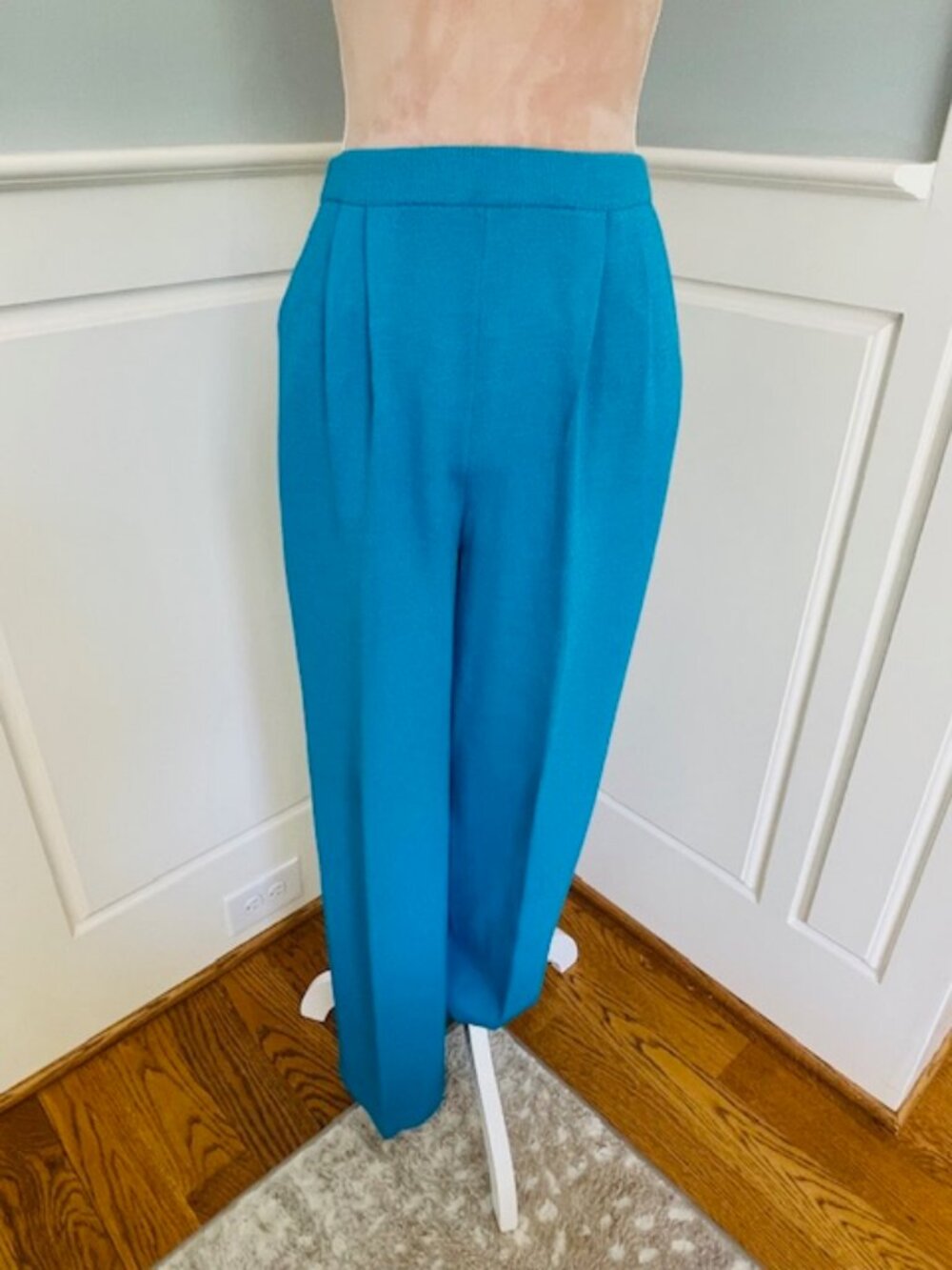 St. John Collection Santana Knit Pantsuit Teal 2 Piece Luxe Knit Wide Leg Small - Picture 7 of 12